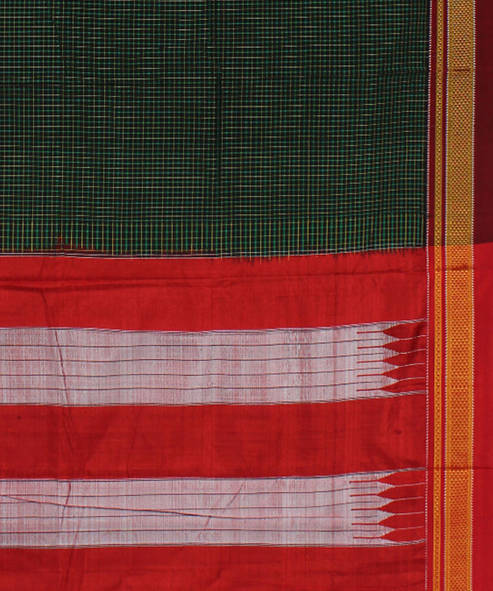 Black green handloom cotton art silk chikki paras border ilkal saree