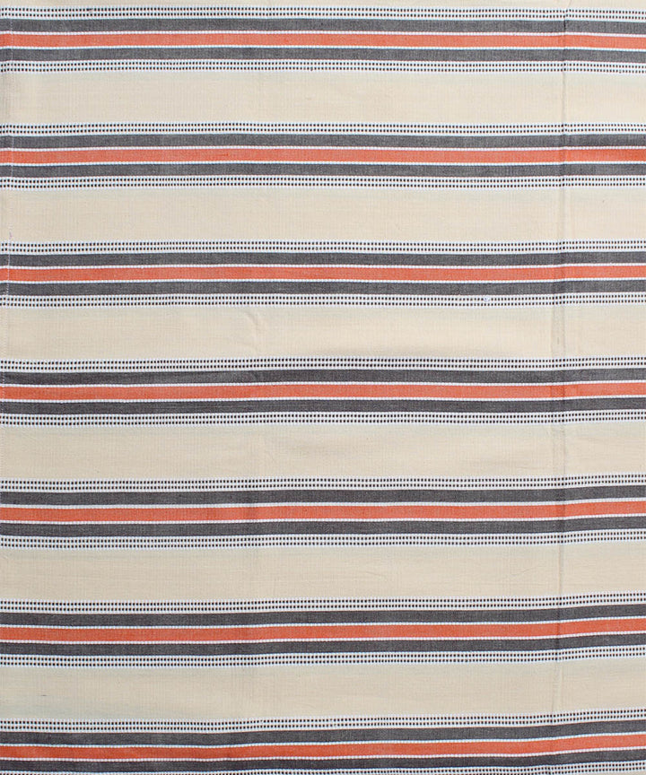 Orange and white stripe cotton handwoven double bed sheet