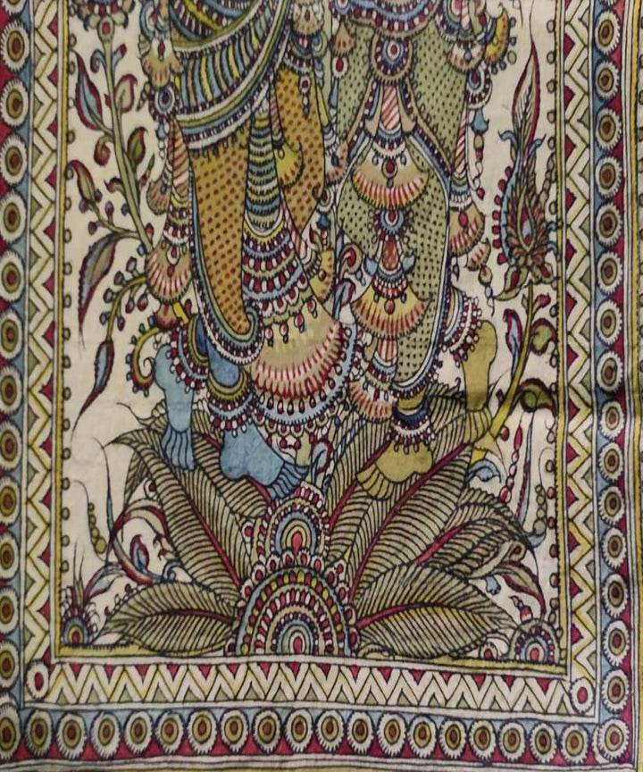 Multicolor hand painted cotton kalamkari krishna panel unframed