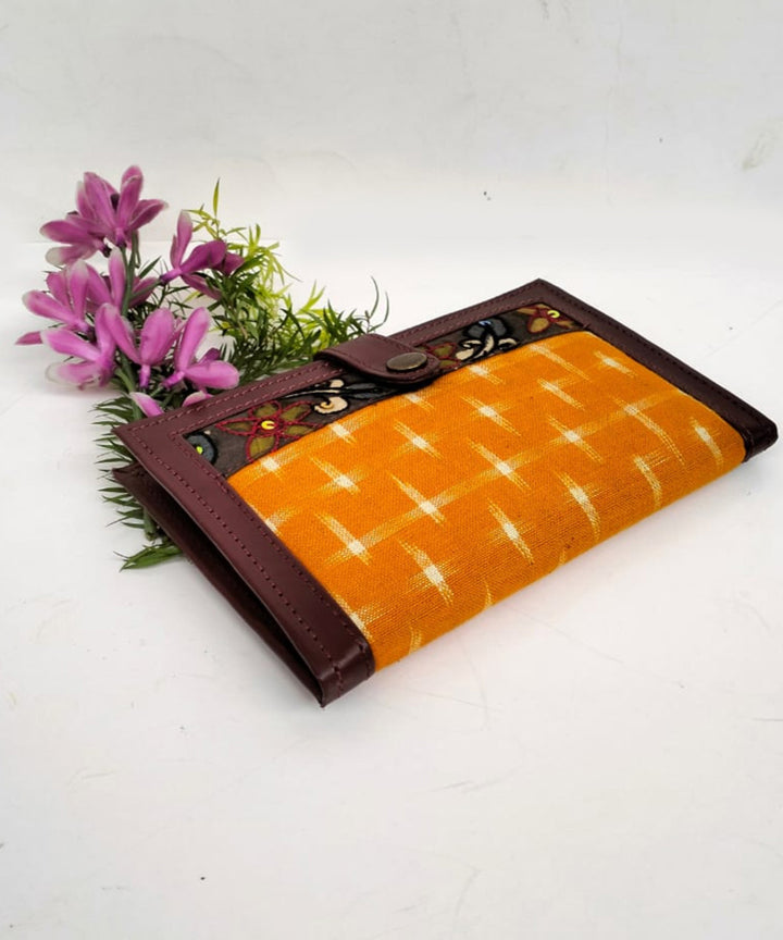 Yellow ikkat cotton kalamkari handcrafted wallet