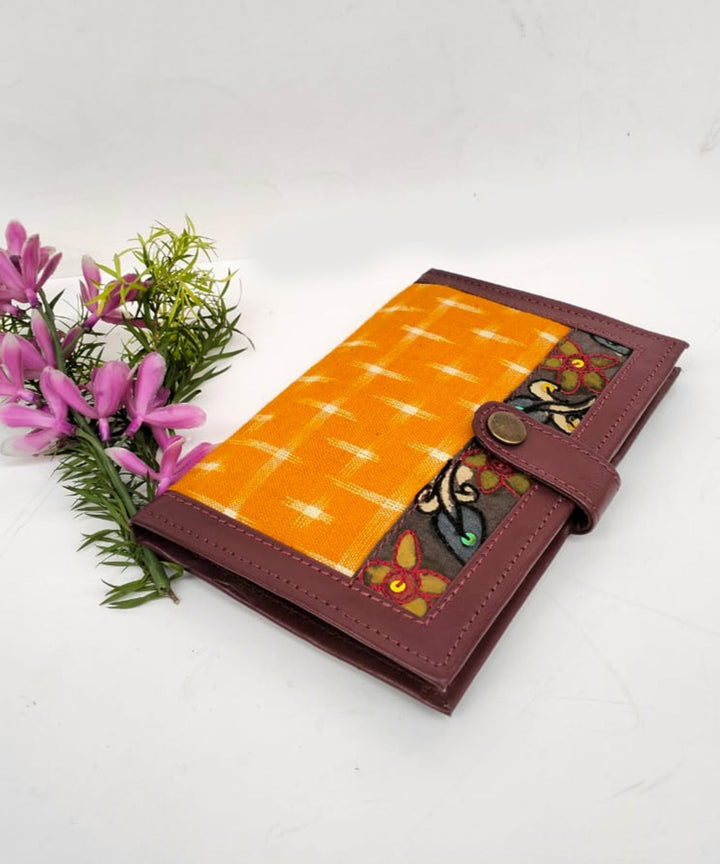 Yellow ikkat cotton kalamkari handcrafted wallet