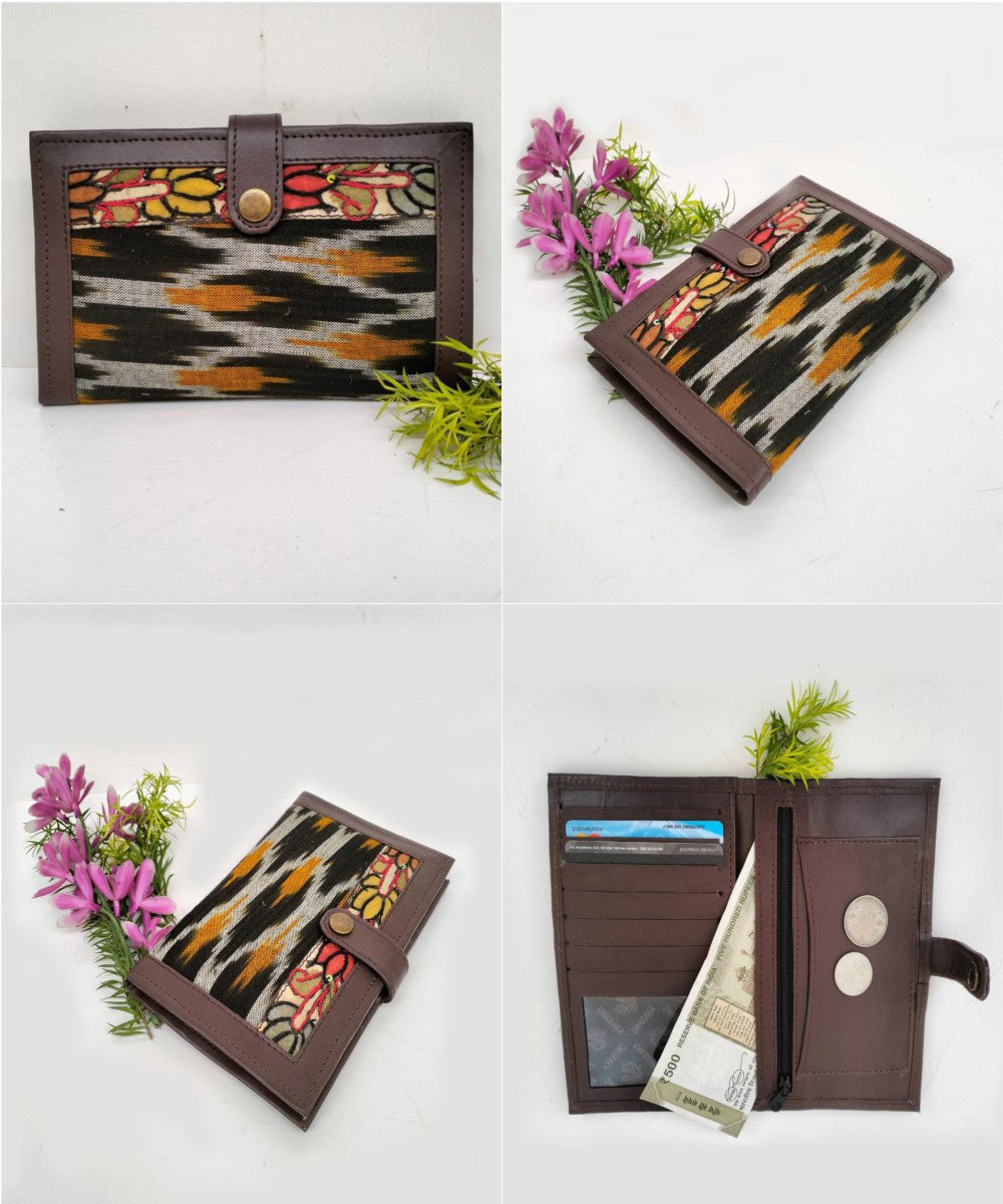 Black ikkat cotton kalamkari handcrafted wallet