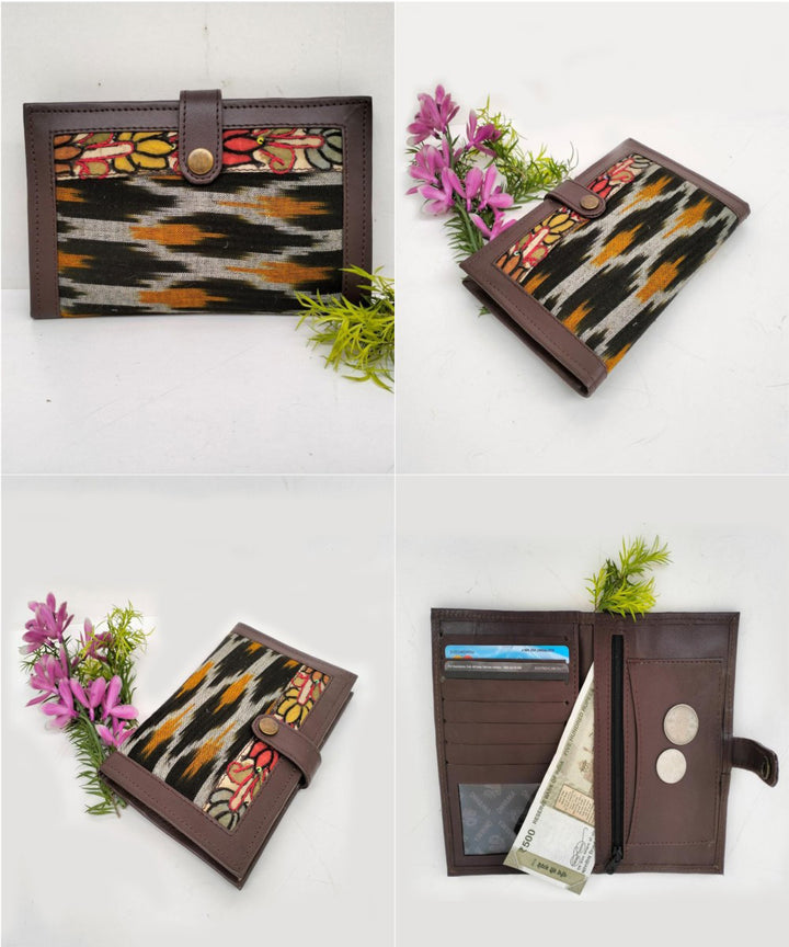 Black ikkat cotton kalamkari handcrafted wallet