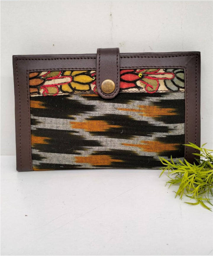 Black ikkat cotton kalamkari handcrafted wallet