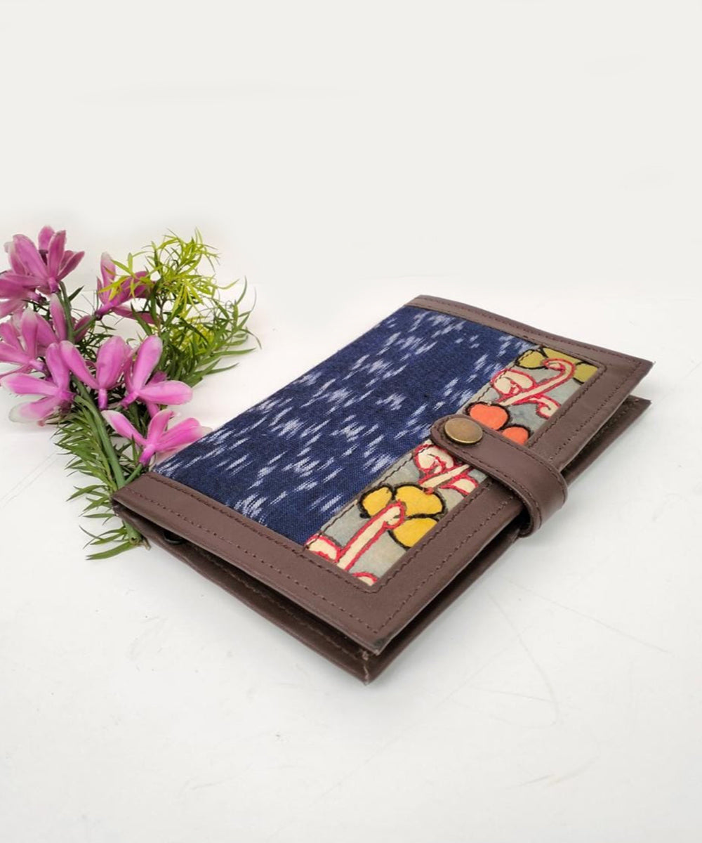 Navy blue ikkat cotton kalamkari handcrafted wallet