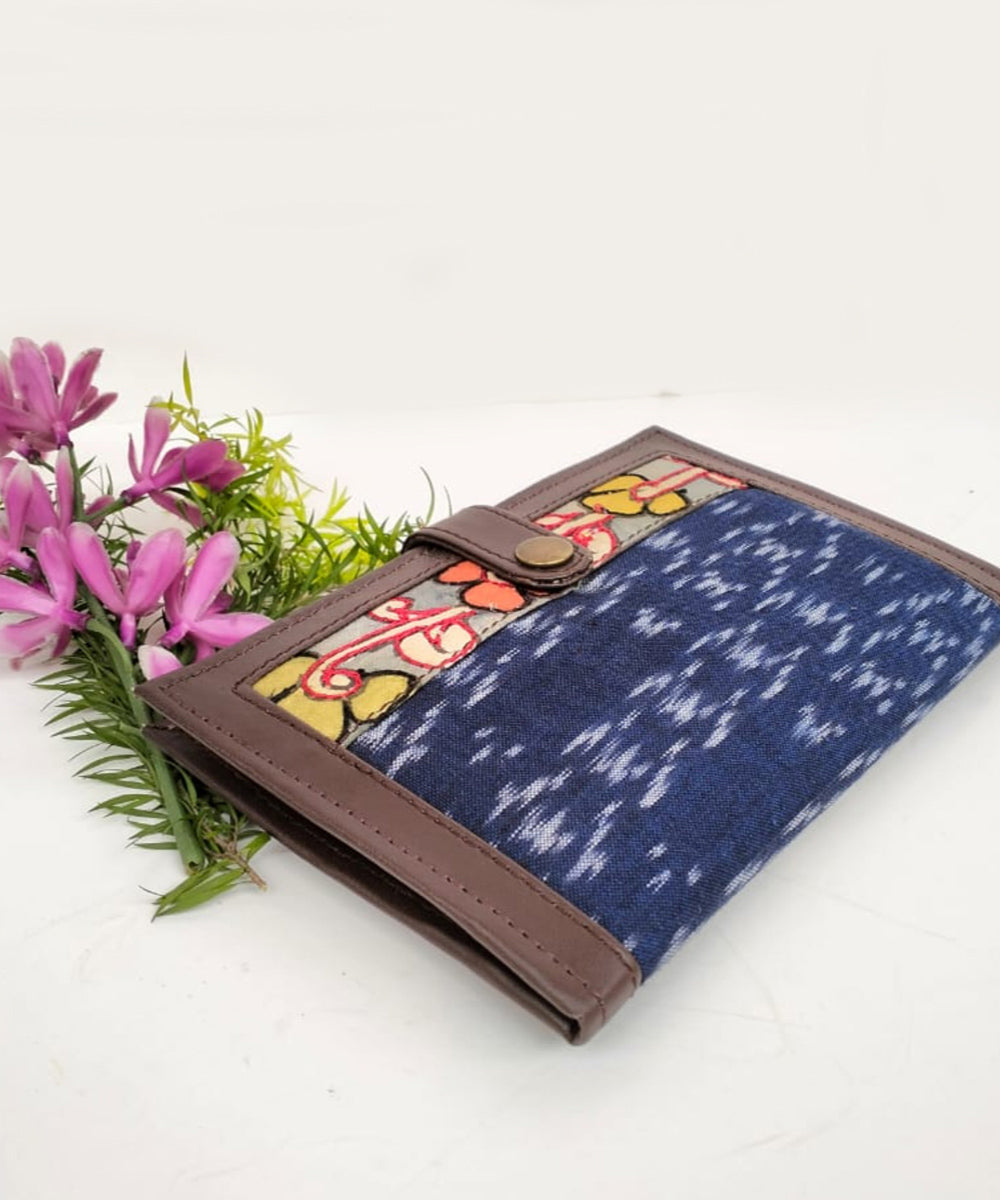 Navy blue ikkat cotton kalamkari handcrafted wallet