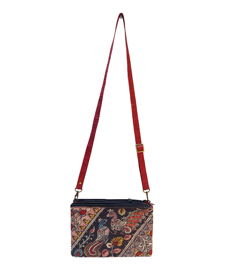Multicolor hand painted ghicha silk cotton kalamkari sling bag