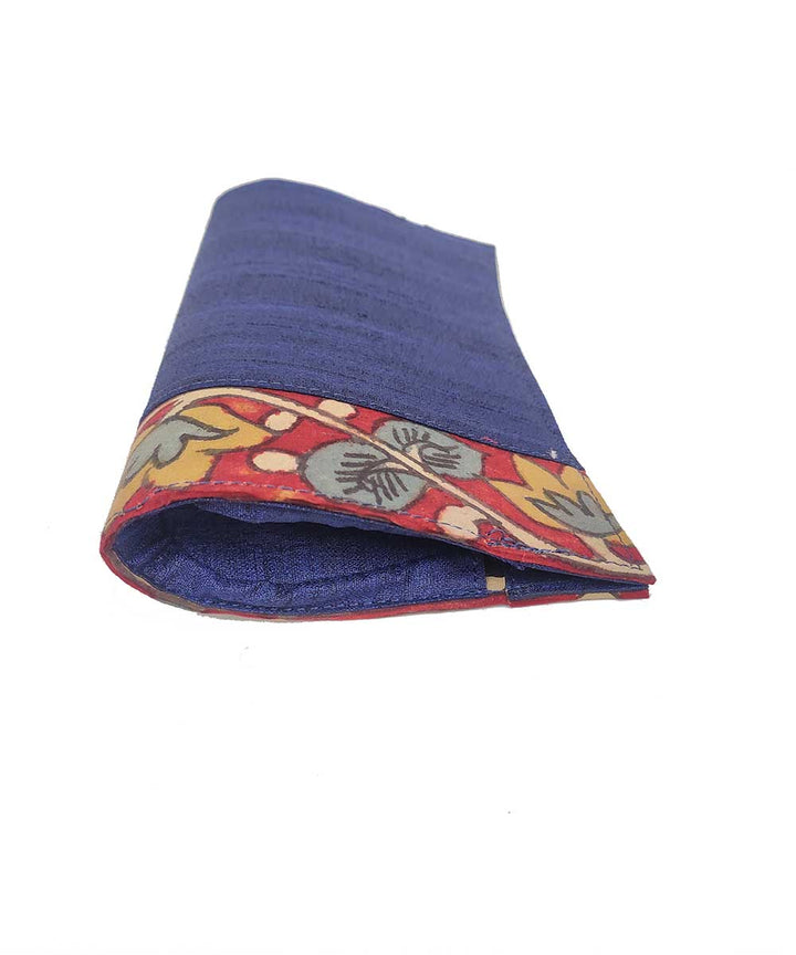 Blue hand crafted kalamkari ghicha silk cotton clutch