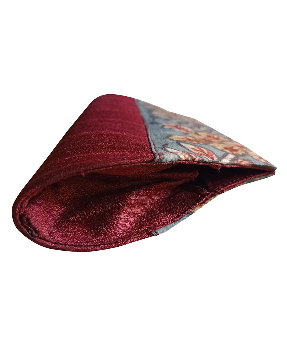 Red hand painted ghicha silk cotton kalamkari clutch