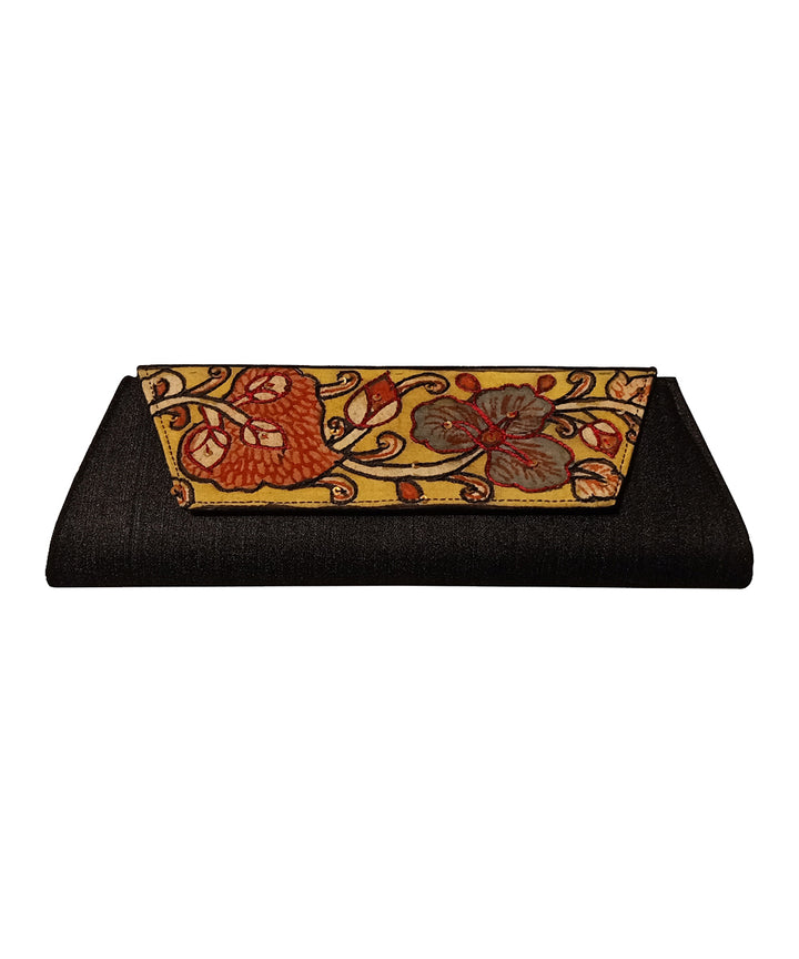 Cool black hand painted ghicha silk cotton kalamakari clutch
