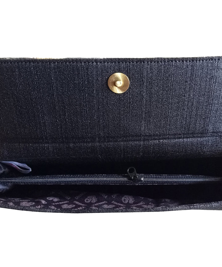 Cool black hand painted ghicha silk cotton kalamakari clutch