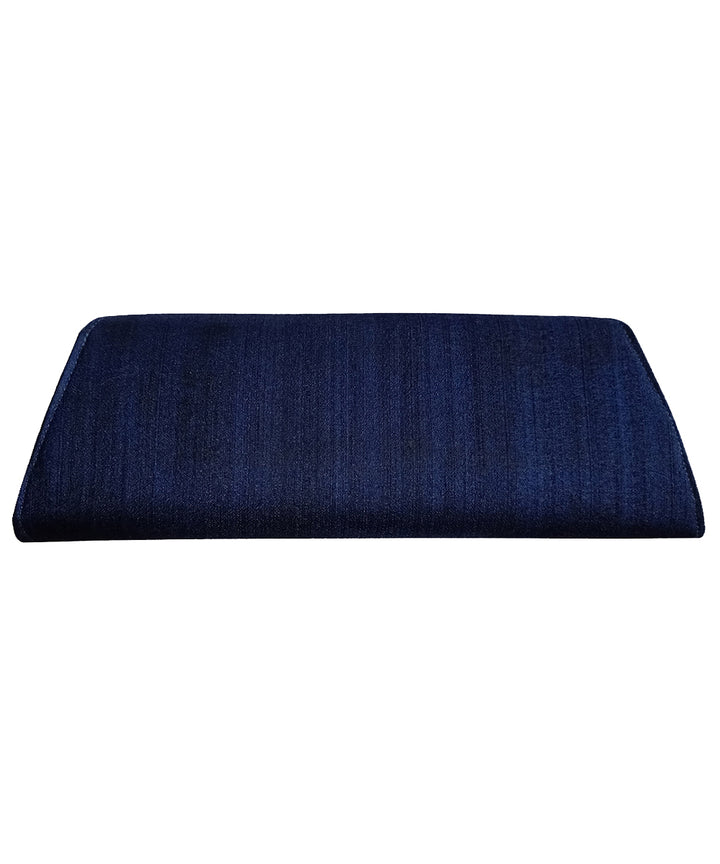 Dark blue hand painted ghicha silk cotton kalamakari clutch