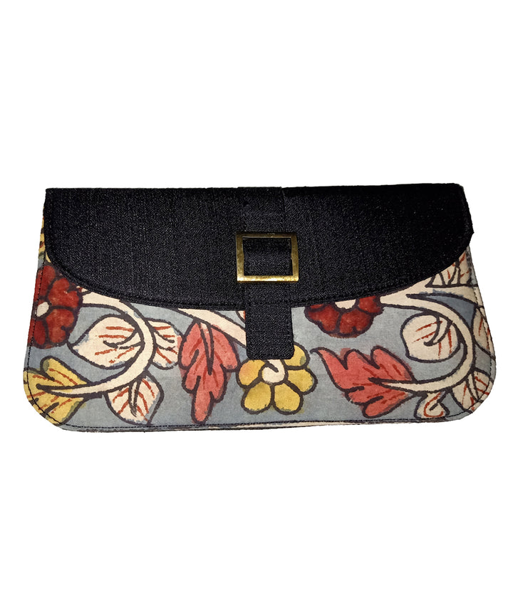 Black with multicolour hand painted ghicha silk cotton kalamkari sling