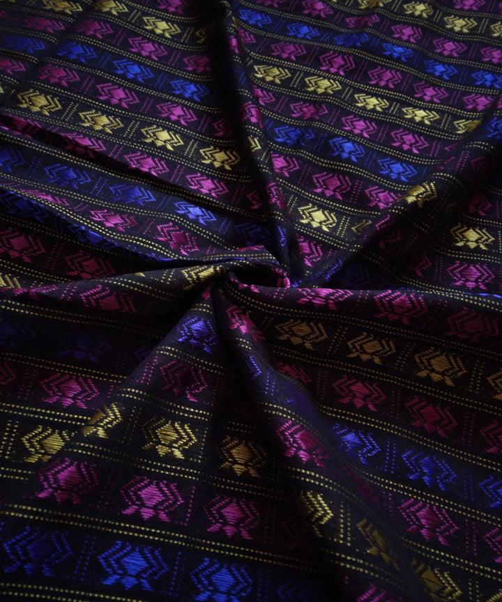 Multi color handwoven cotton art silk khana blouse fabric