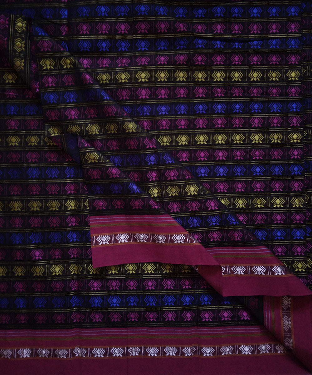 Multi color handwoven cotton art silk khana blouse fabric