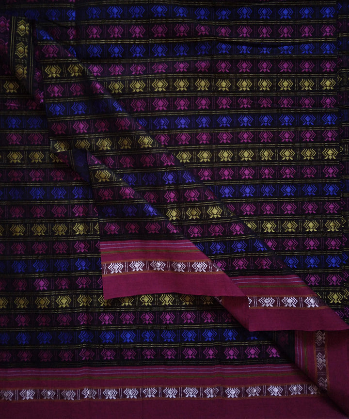 Multi color handwoven cotton art silk khana blouse fabric