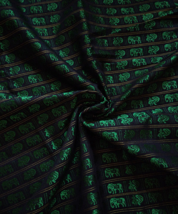 Dark green handwoven cotton art silk khana blouse fabric