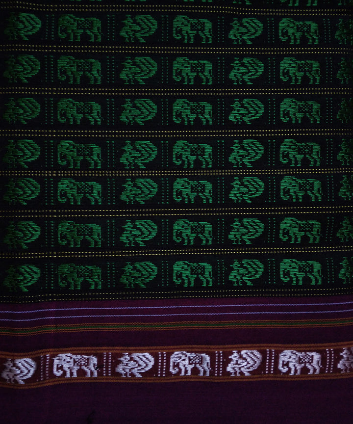 Dark green handwoven cotton art silk khana blouse fabric