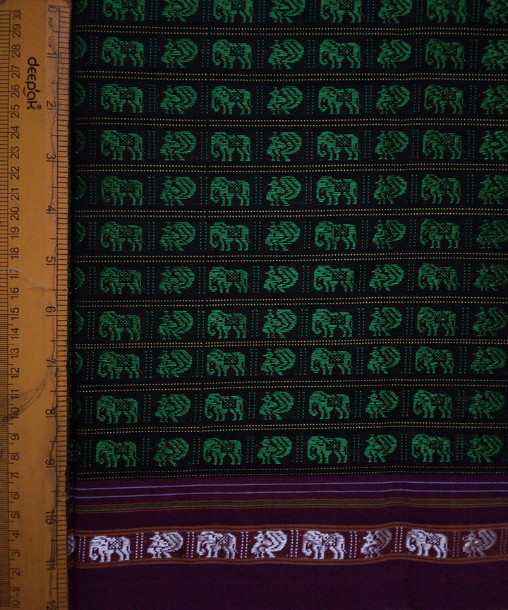 Dark green handwoven cotton art silk khana blouse fabric