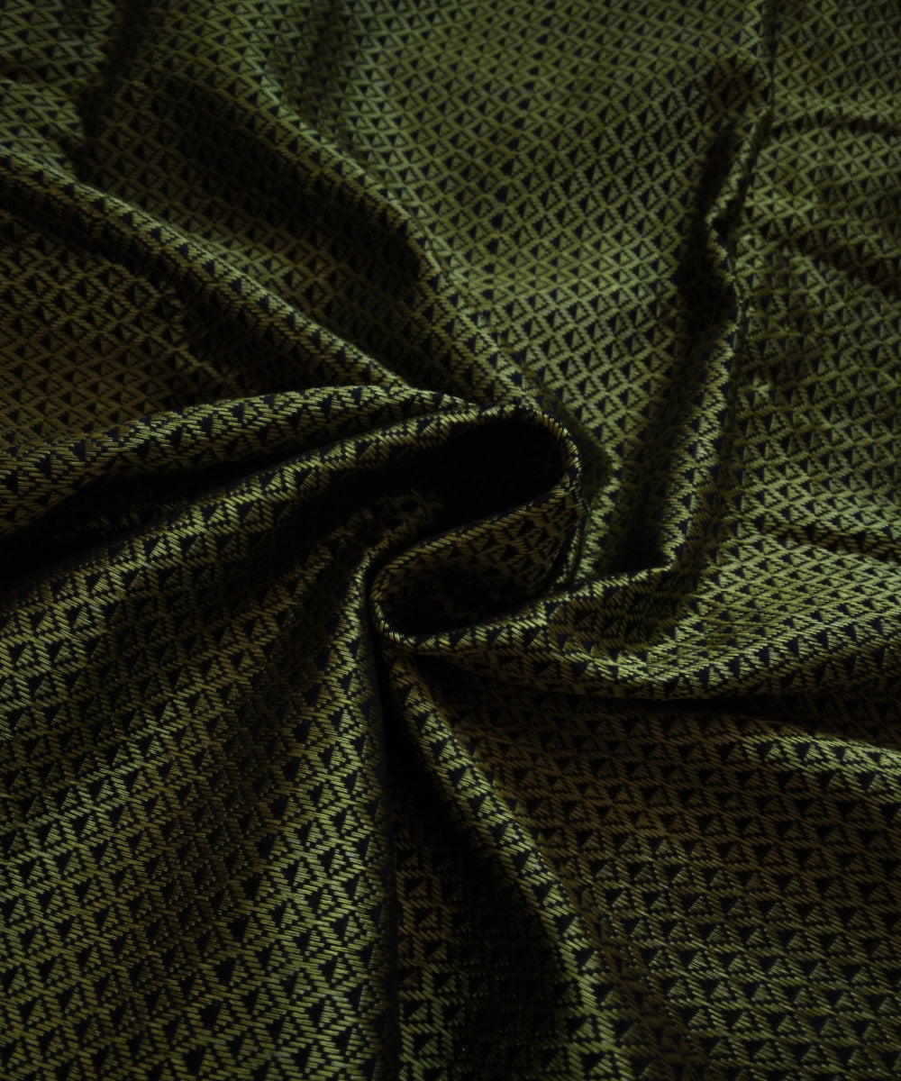 Olive green handwoven cotton art silk khana blouse fabric