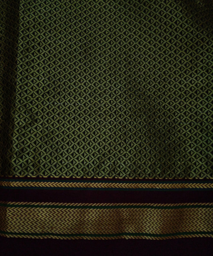 Olive green handwoven cotton art silk khana blouse fabric