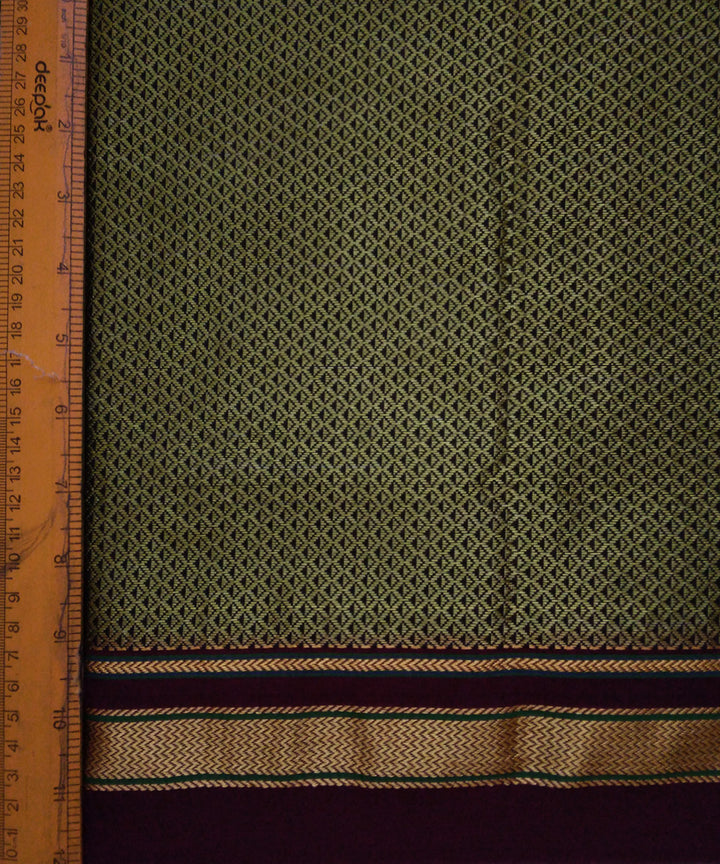 Olive green handwoven cotton art silk khana blouse fabric
