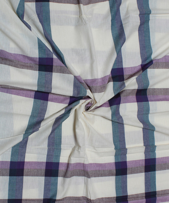 1.9m White handwoven cotton checks fabric