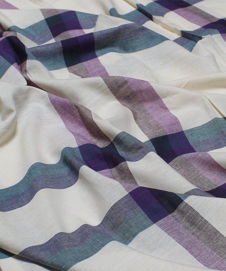 1.9m White handwoven cotton checks fabric