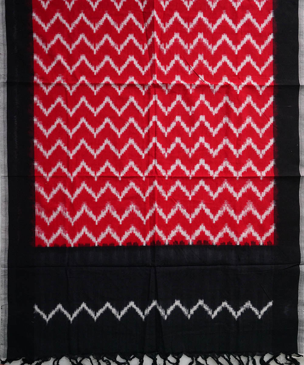 3pc Red black handwoven cotton pochampally ikat dress material set