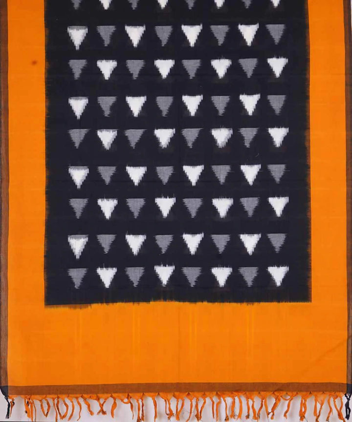 Black yellow handloom ikat pochampally cotton dupatta