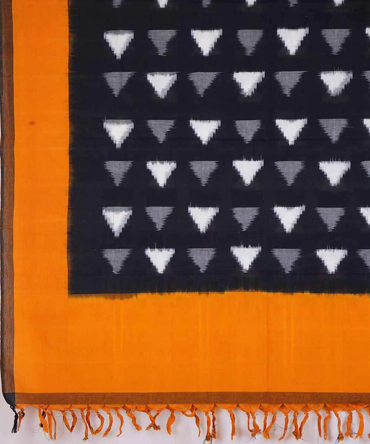 Black yellow handloom ikat pochampally cotton dupatta