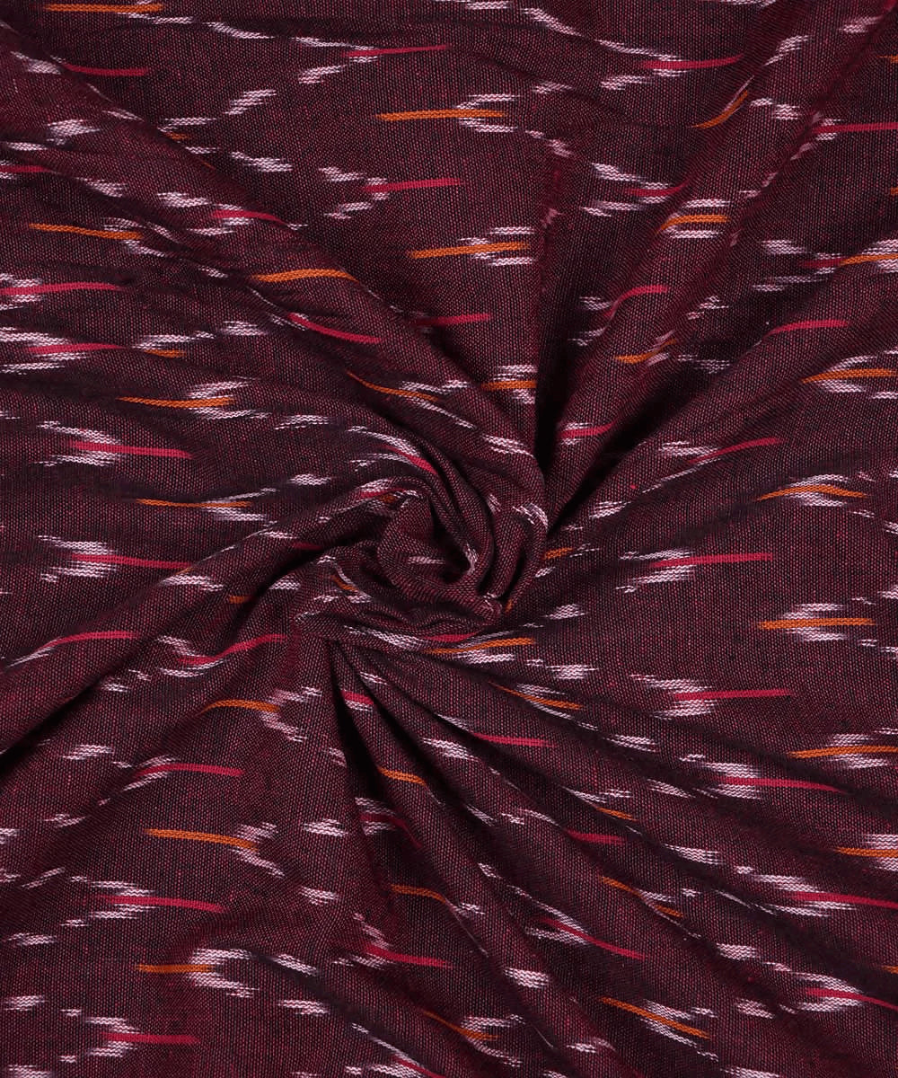 2.5m Dark red handwoven cotton ikat pochampally kurta material