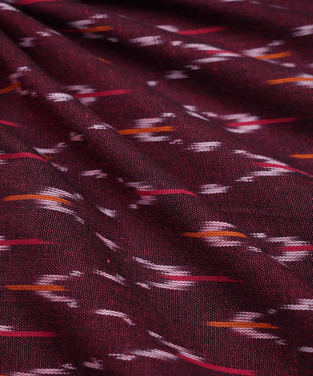 2.5m Dark red handwoven cotton ikat pochampally kurta material