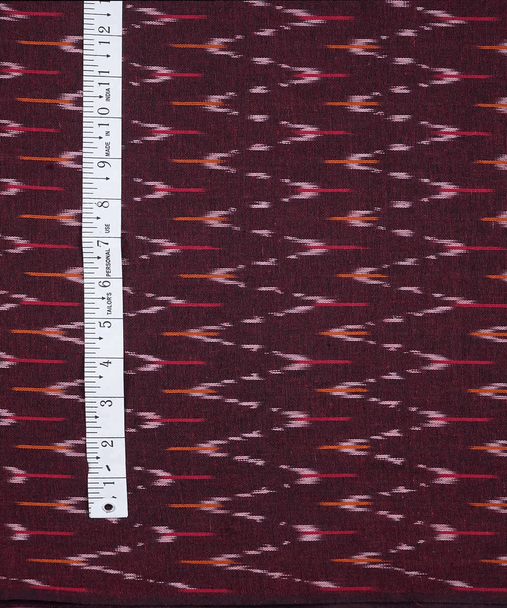 2.5m Dark red handwoven cotton ikat pochampally kurta material