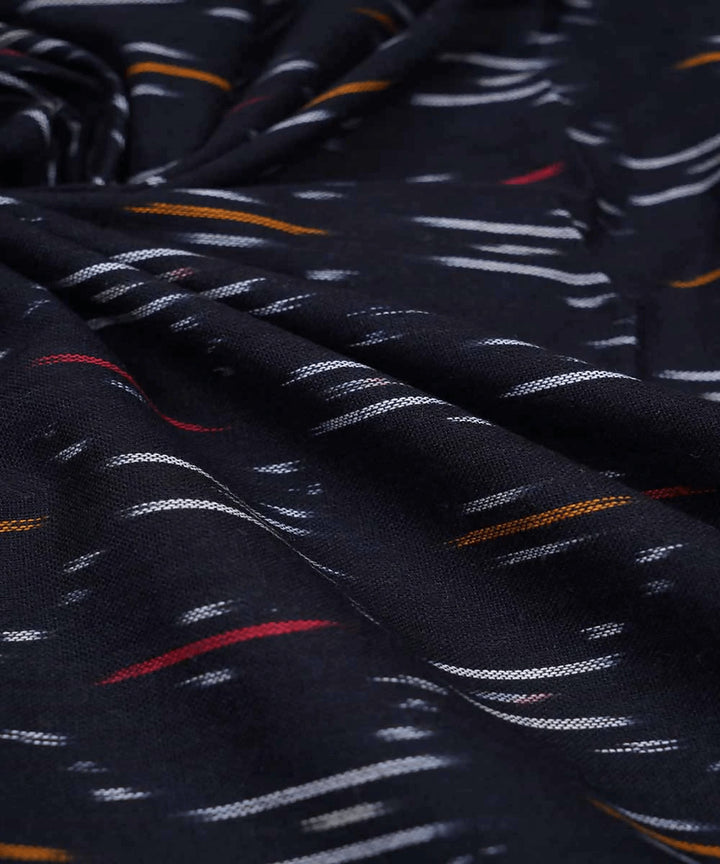 Cool black handwoven cotton ikat pochampally fabric