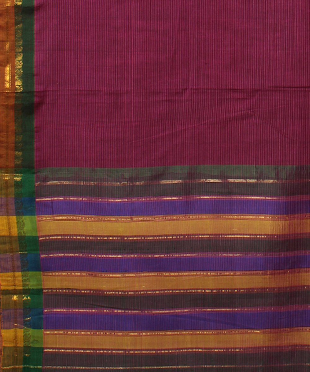 Purple cotton handloom gadwal saree
