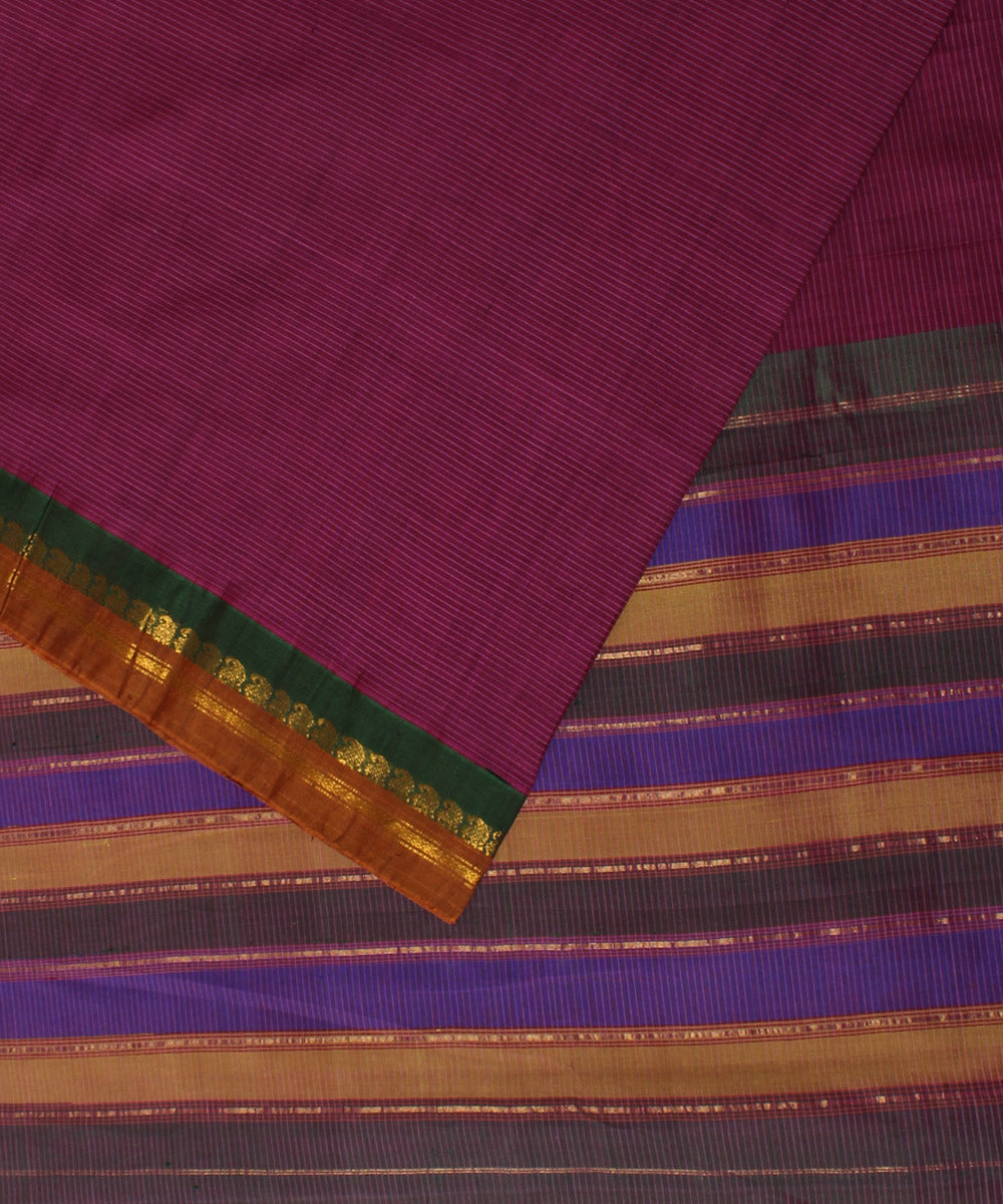 Purple cotton handloom gadwal saree