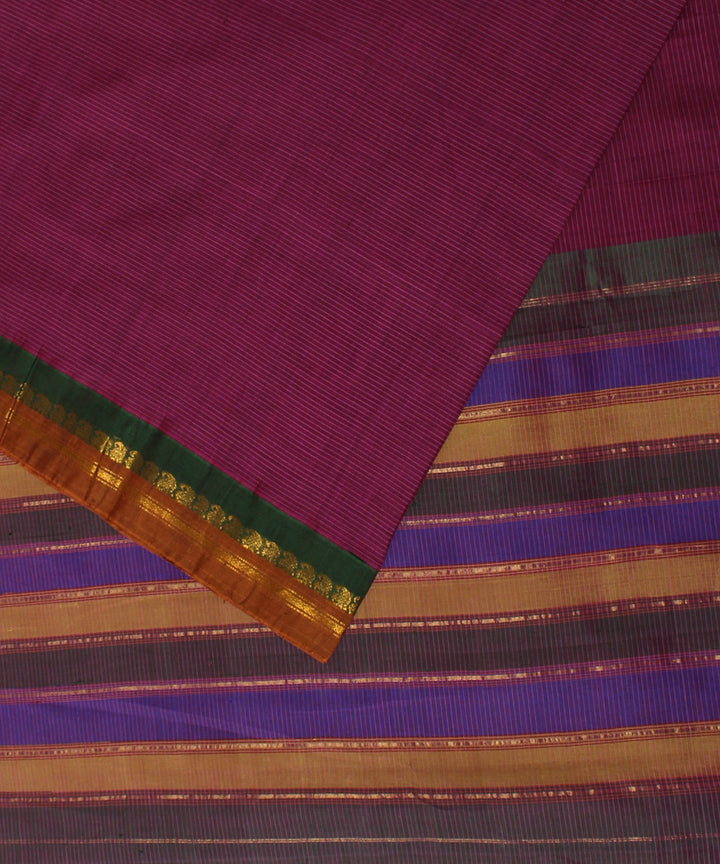 Purple cotton handloom gadwal saree