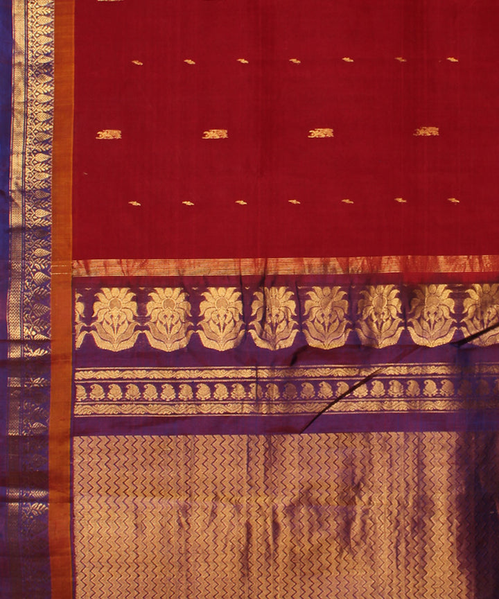 Maroon purple cotton handloom gadwal saree