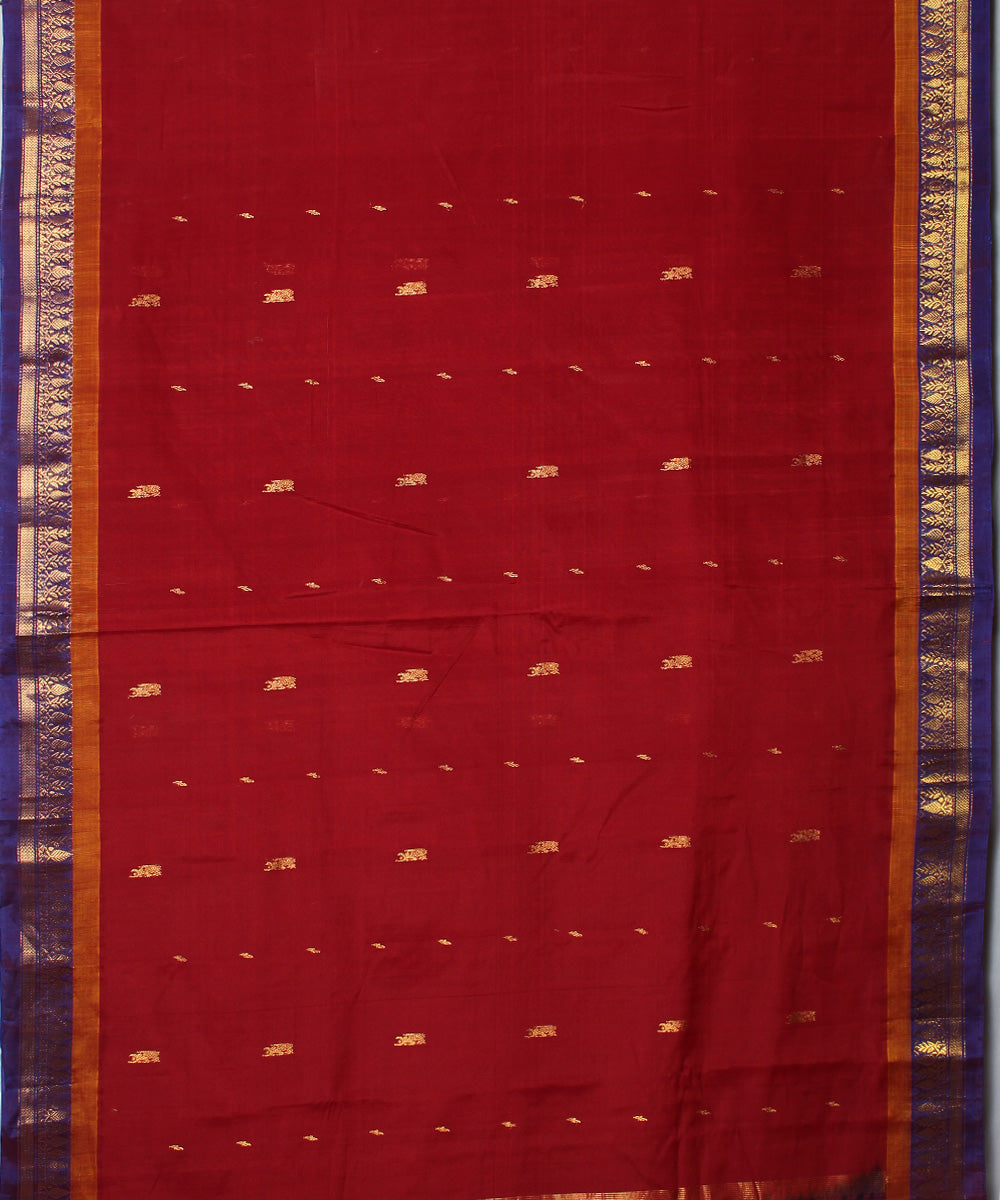 Maroon purple cotton handloom gadwal saree