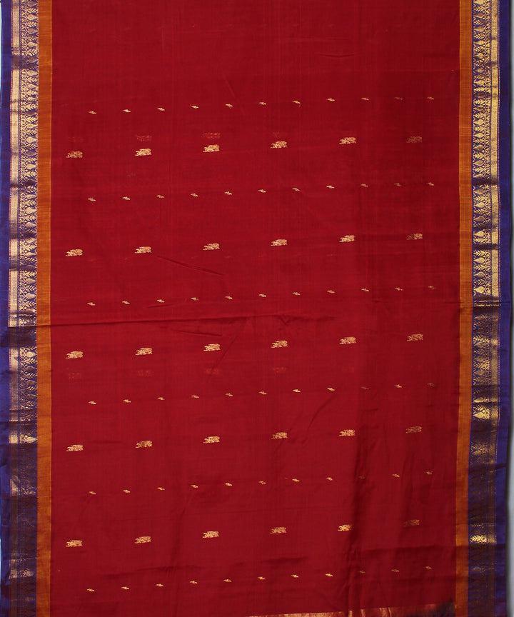 Maroon purple cotton handloom gadwal saree