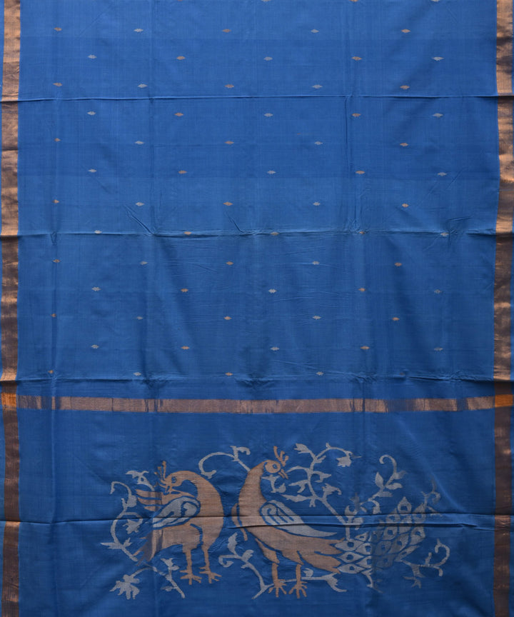 Sky blue cotton handwoven uppada saree