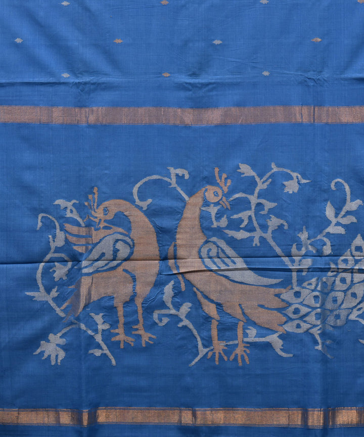 Sky blue cotton handwoven uppada saree