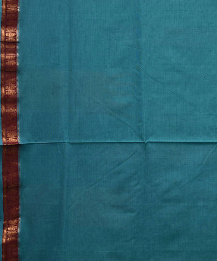 Cyan blue cotton handwoven uppada saree