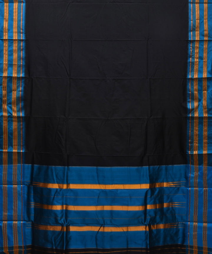 Black blue silk handwoven narayanapet saree