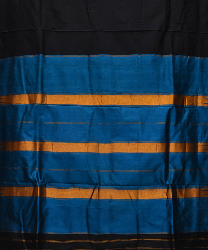 Black blue silk handwoven narayanapet saree