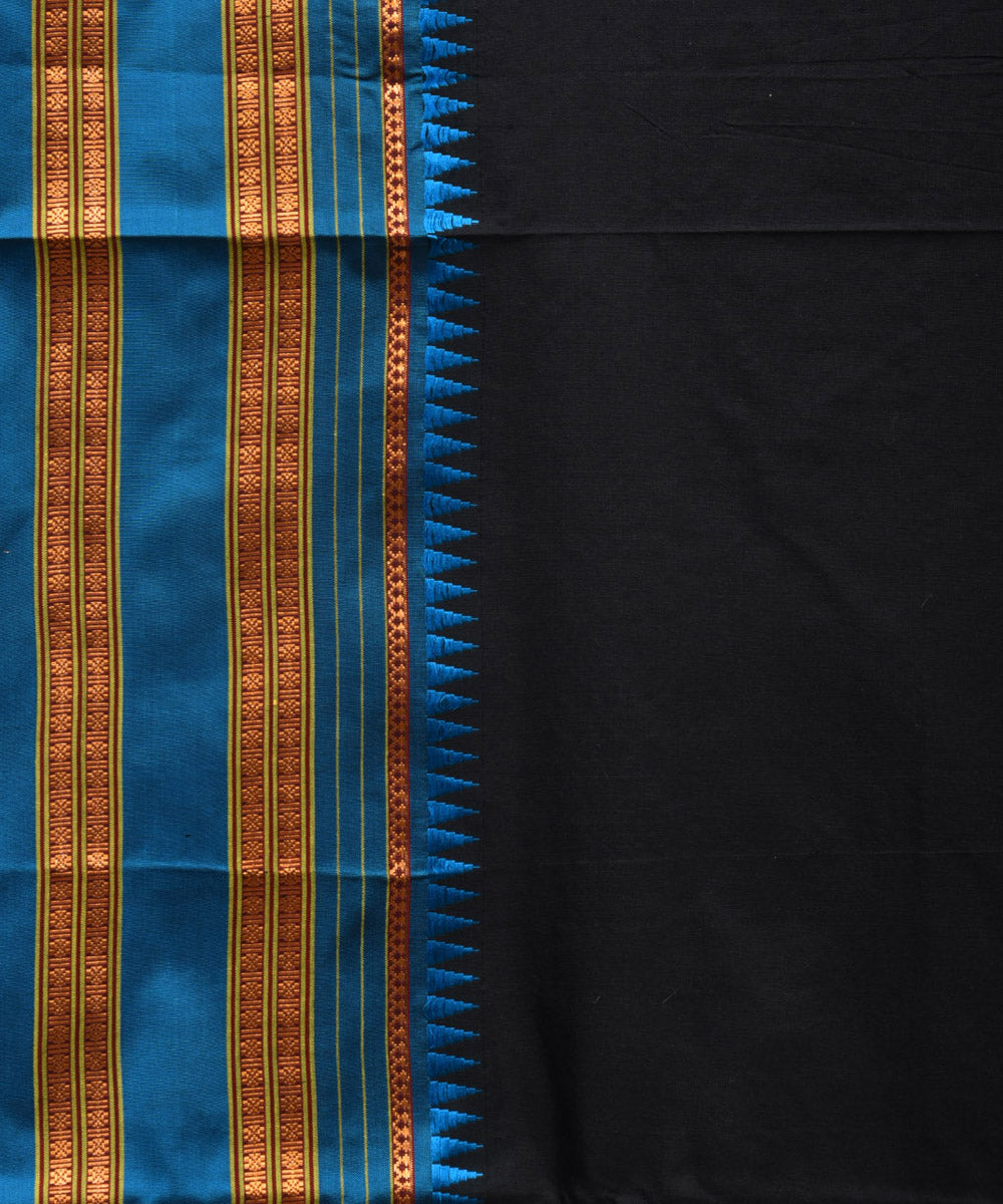 Black blue silk handwoven narayanapet saree
