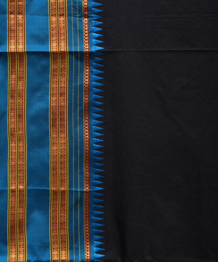 Black blue silk handwoven narayanapet saree