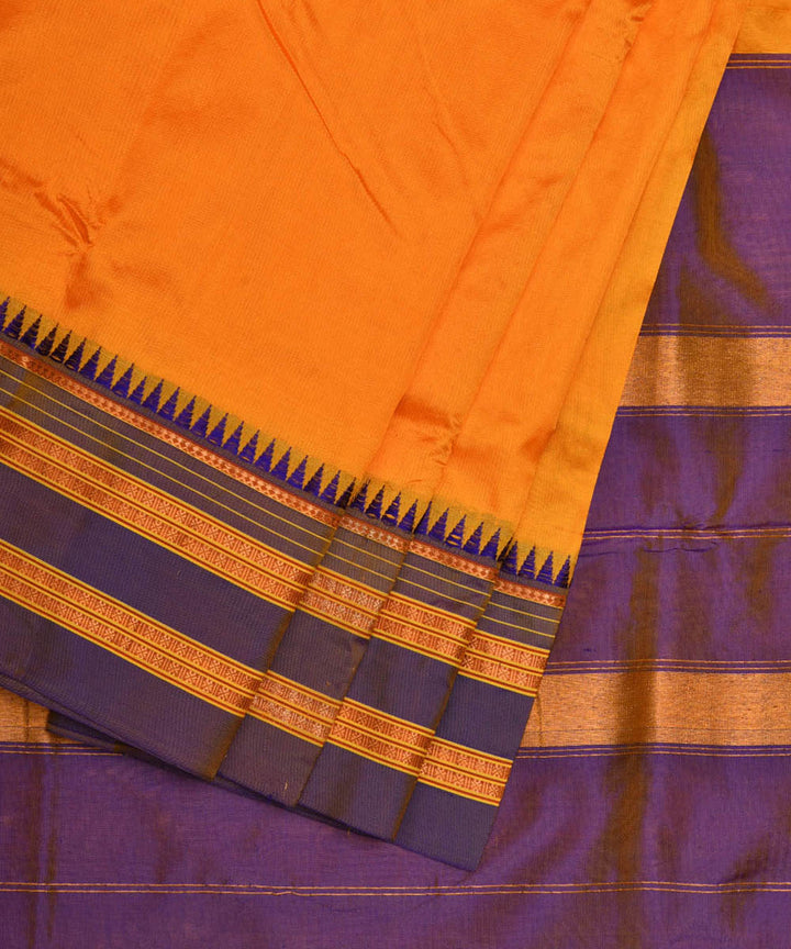 Yellow violet silk handwoven narayanapet saree