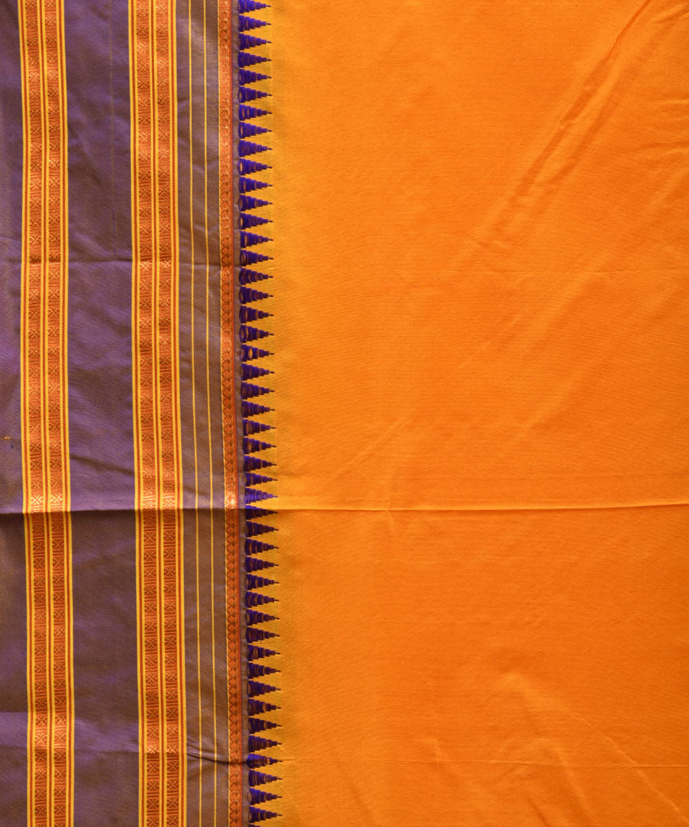 Yellow violet silk handwoven narayanapet saree